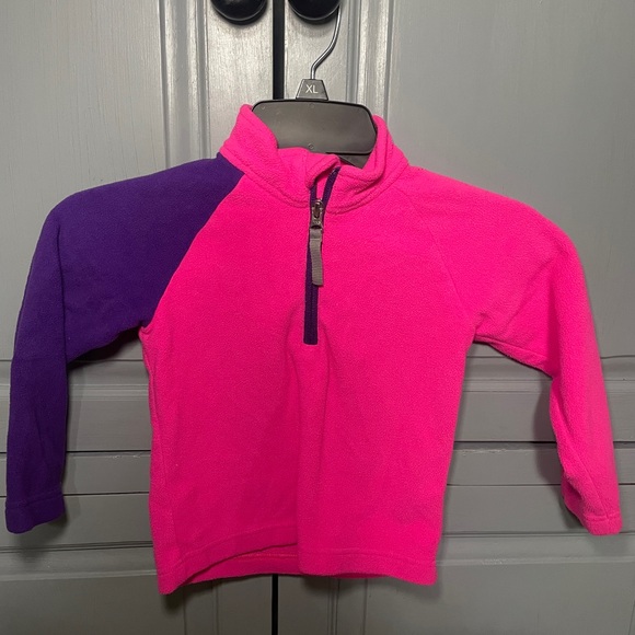 Spyder girls Sz 2 pink w/black zipper 1/4 zip fleece - Picture 1 of 6